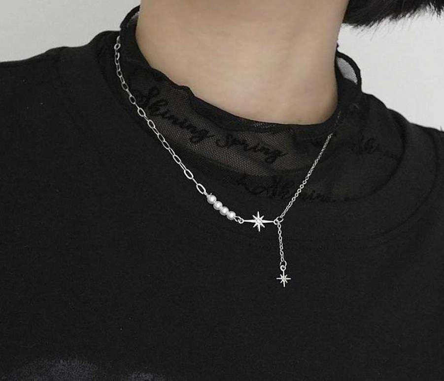 Women The Korean Fashion Necklaces | Hip-Hop Style Stitching Necklace 40Cm+Extension Chain 6Cm