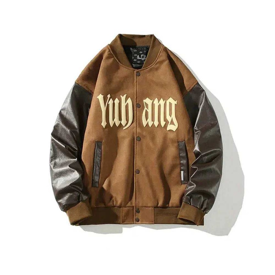 Clothing The Korean Fashion | Letters Suede Stitching Baseball Jackets