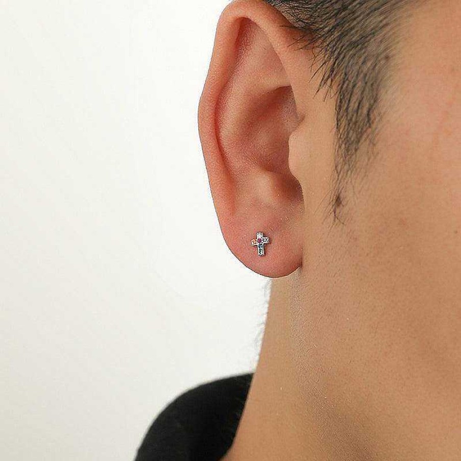 Accs & Bags & Shoes The Korean Fashion | Colored Zircon Cross Stud Earrings