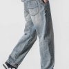 Clothing The Korean Fashion Jeans | Wide Leg Washed Straight Jeans Light Blue