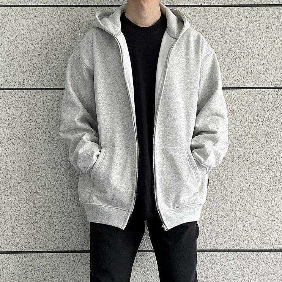 Clothing The Korean Fashion Slim Fit | Basic Velvet Hooded Zipper Cardigan