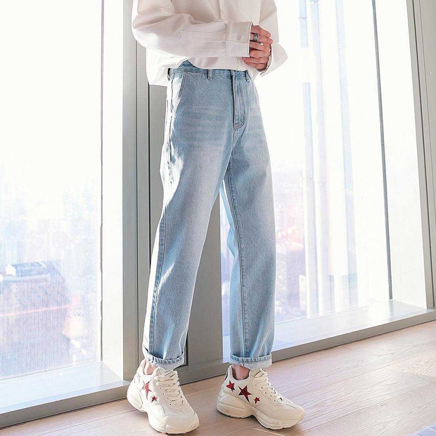 Clothing The Korean Fashion Jeans | Light Straight Jeans Blue