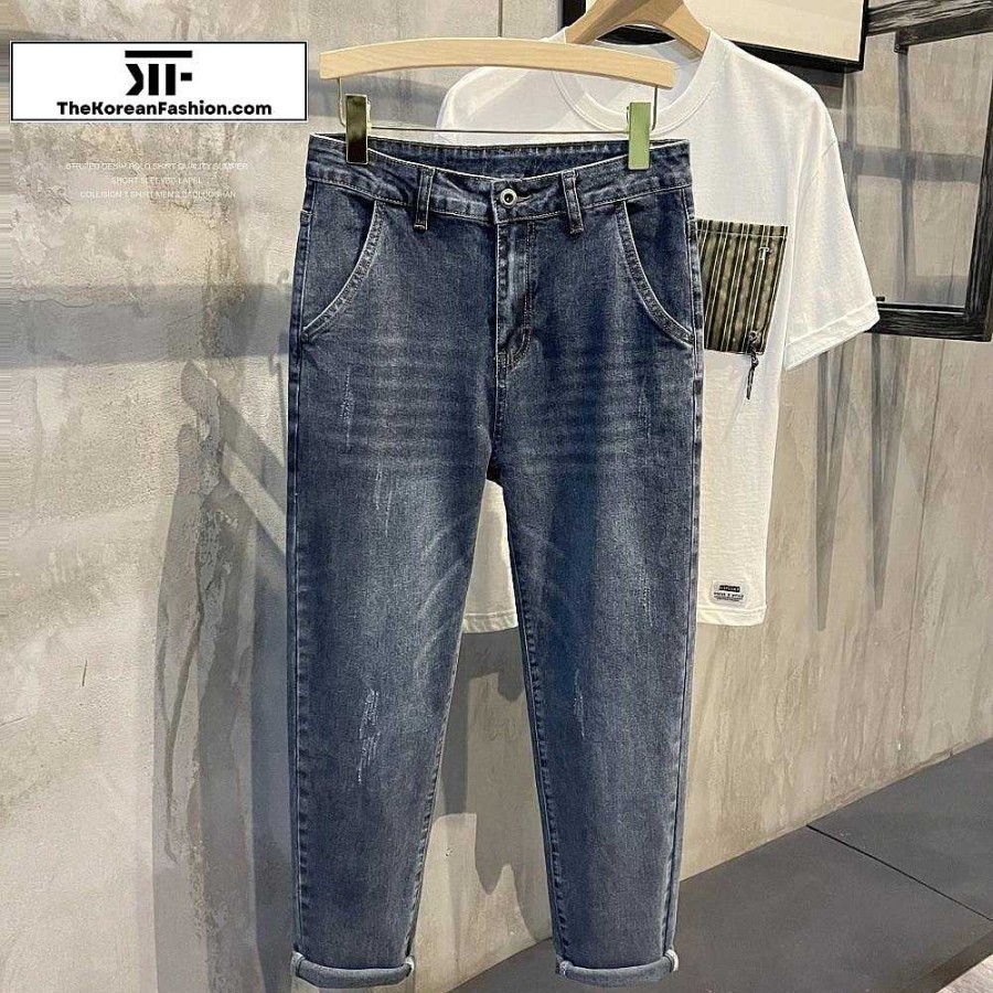 Clothing The Korean Fashion Jeans | Classic Slim Fit Jeans Blue