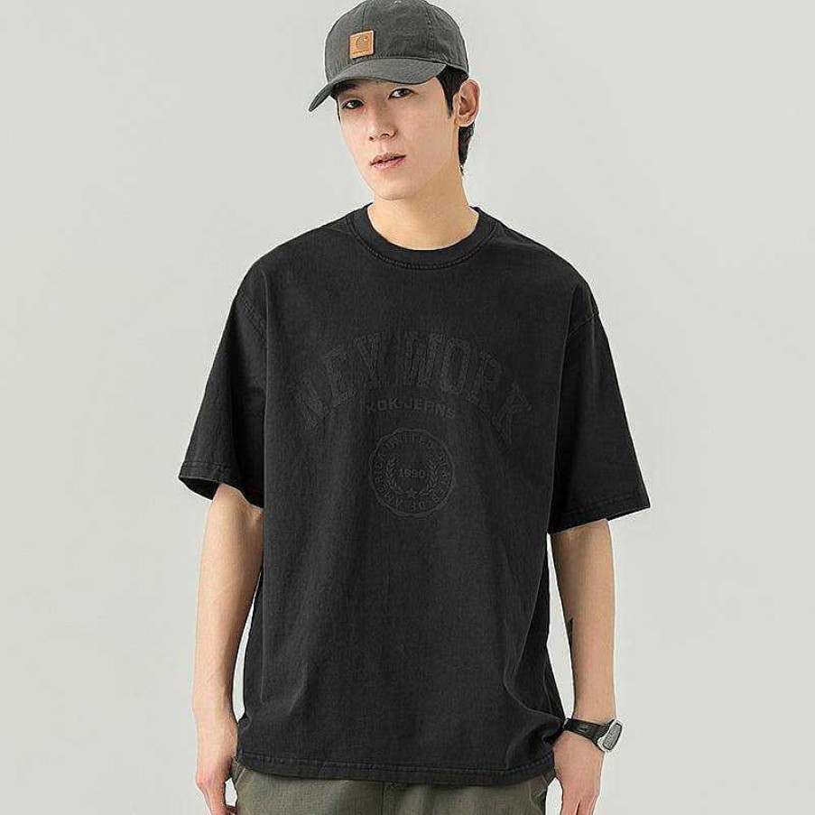 Clothing The Korean Fashion | Cotton Round Neck Short-Sleeve T-Shirt