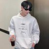 Clothing The Korean Fashion | Text Print Hooded Sweatshirt