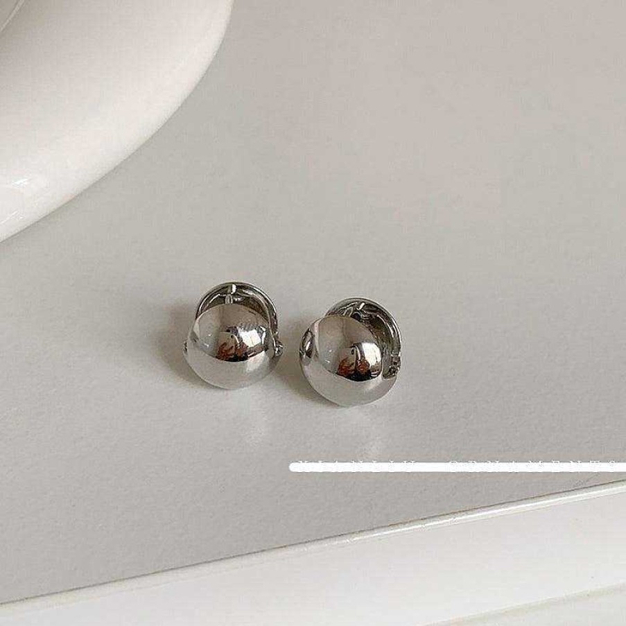 Women The Korean Fashion Earrings | Metal Ball Earrings A Pair Of Silver Earrings