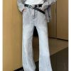 Clothing The Korean Fashion Jeans | Straight Leg Jeans Gray