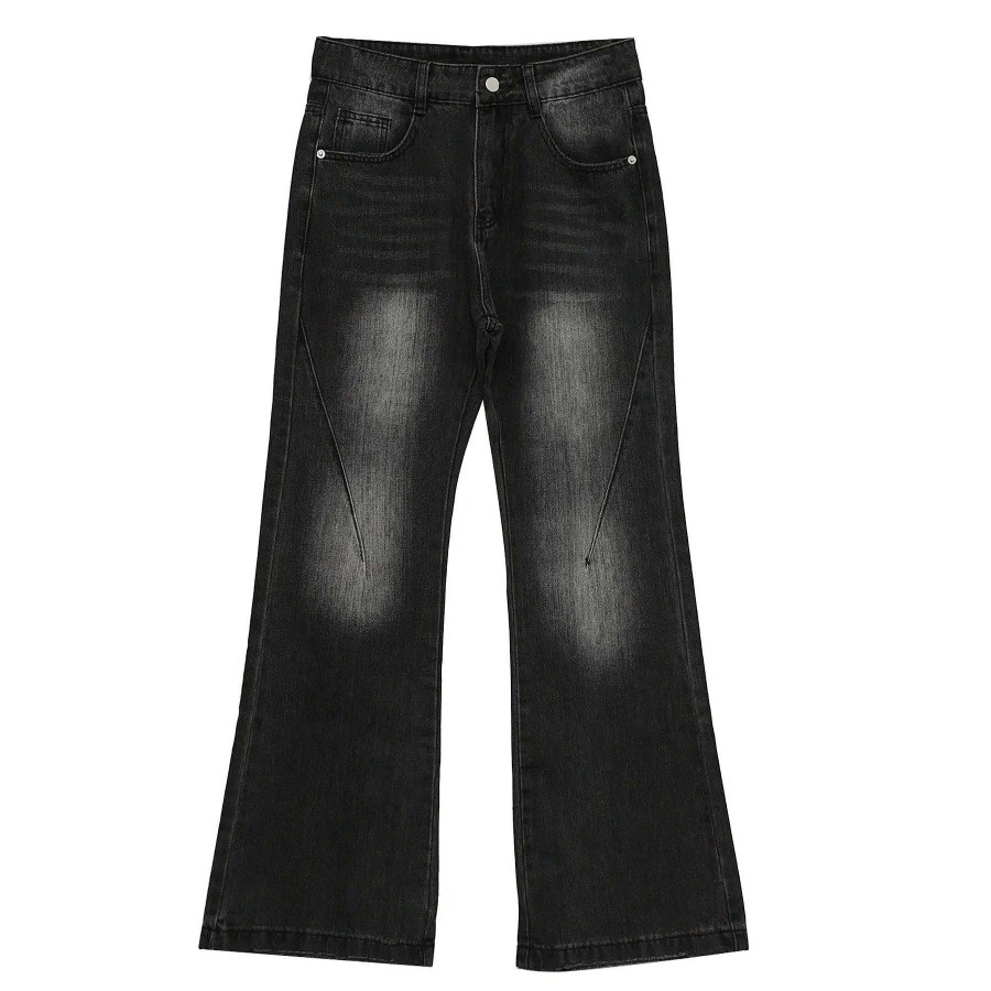 Clothing The Korean Fashion Jeans | Washed Slim-Fit High-Waisted Flared Jeans