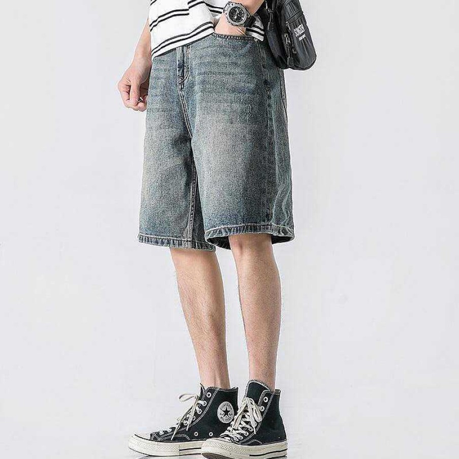 Clothing The Korean Fashion Shorts | Loose Wide-Leg Denim Shorts Blue