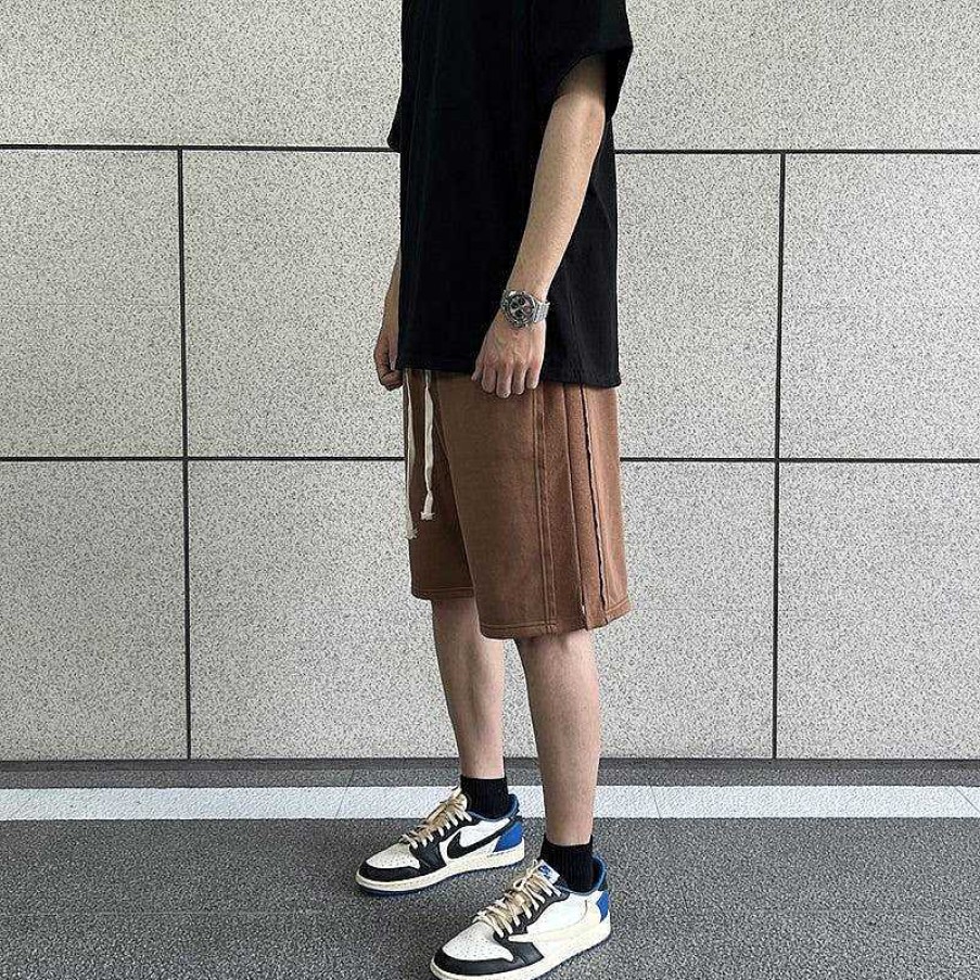 Clothing The Korean Fashion Slim Fit | Raw Edge Slit Casual Shorts