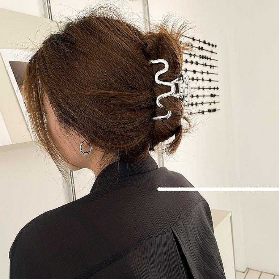 Women The Korean Fashion Hair Accessories | M-Shaped Metal Hair Claw Clip Silver