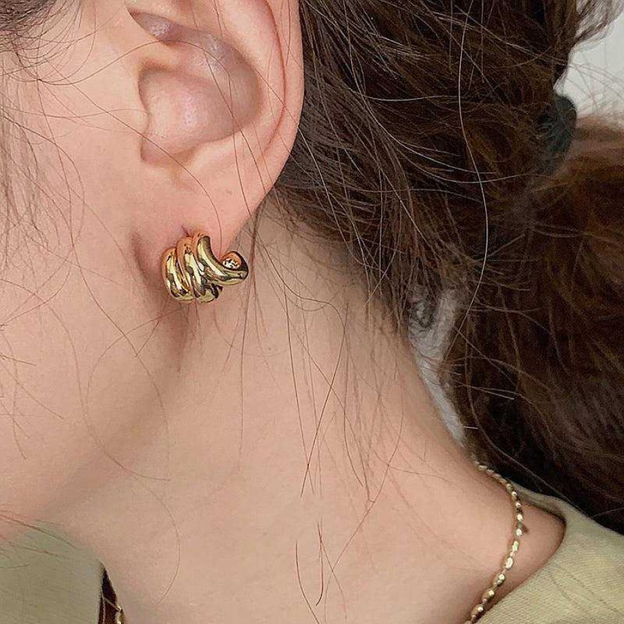 Women The Korean Fashion Earrings | Three-Tier Hoop Earrings