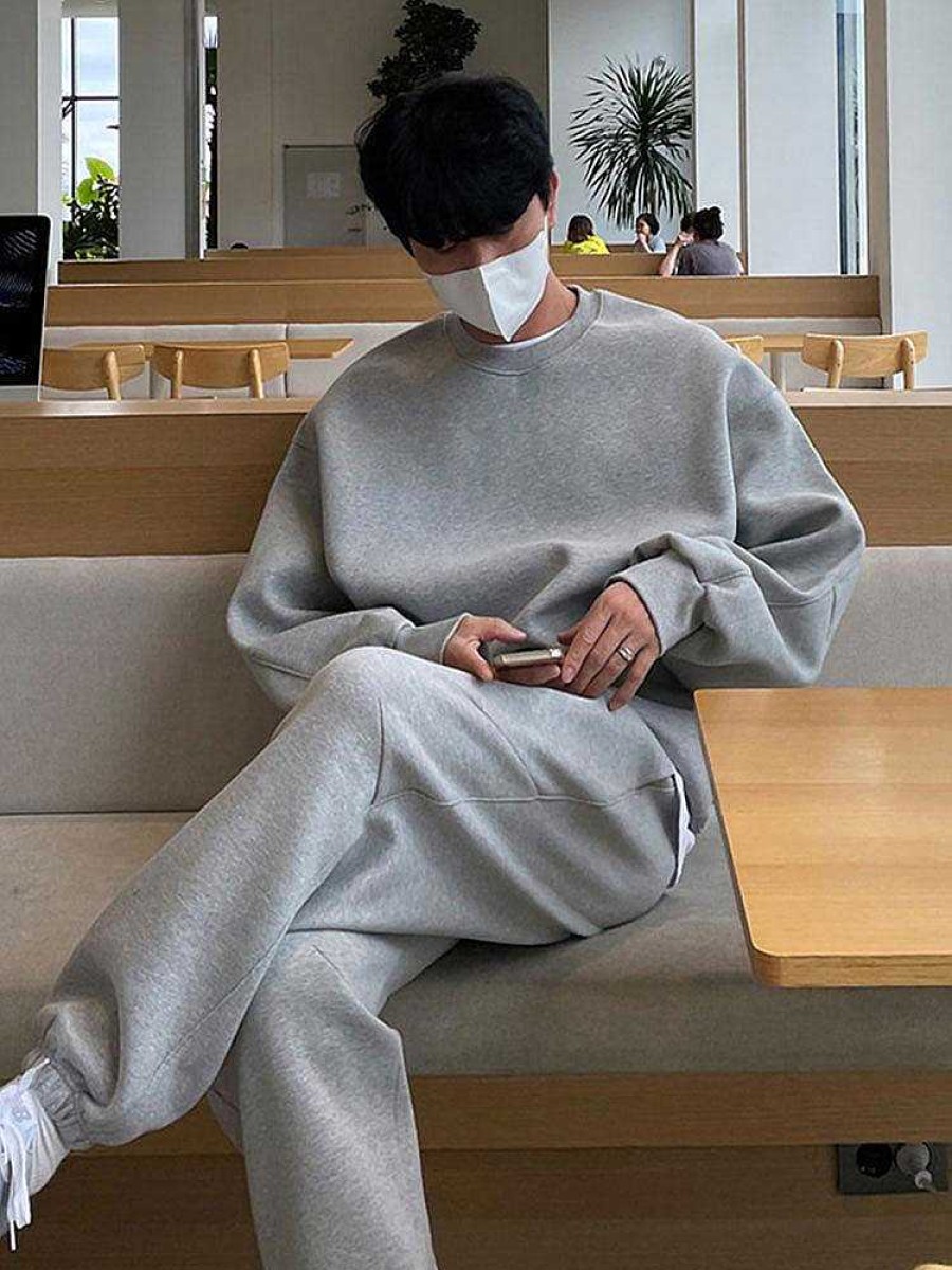 Clothing The Korean Fashion | Round Neck Pullover & Pants Tracksuit