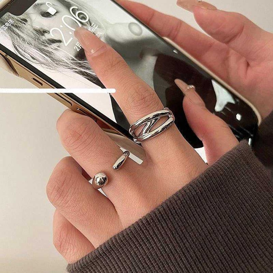 Women The Korean Fashion Rings | Ring Two Piece Set Silver