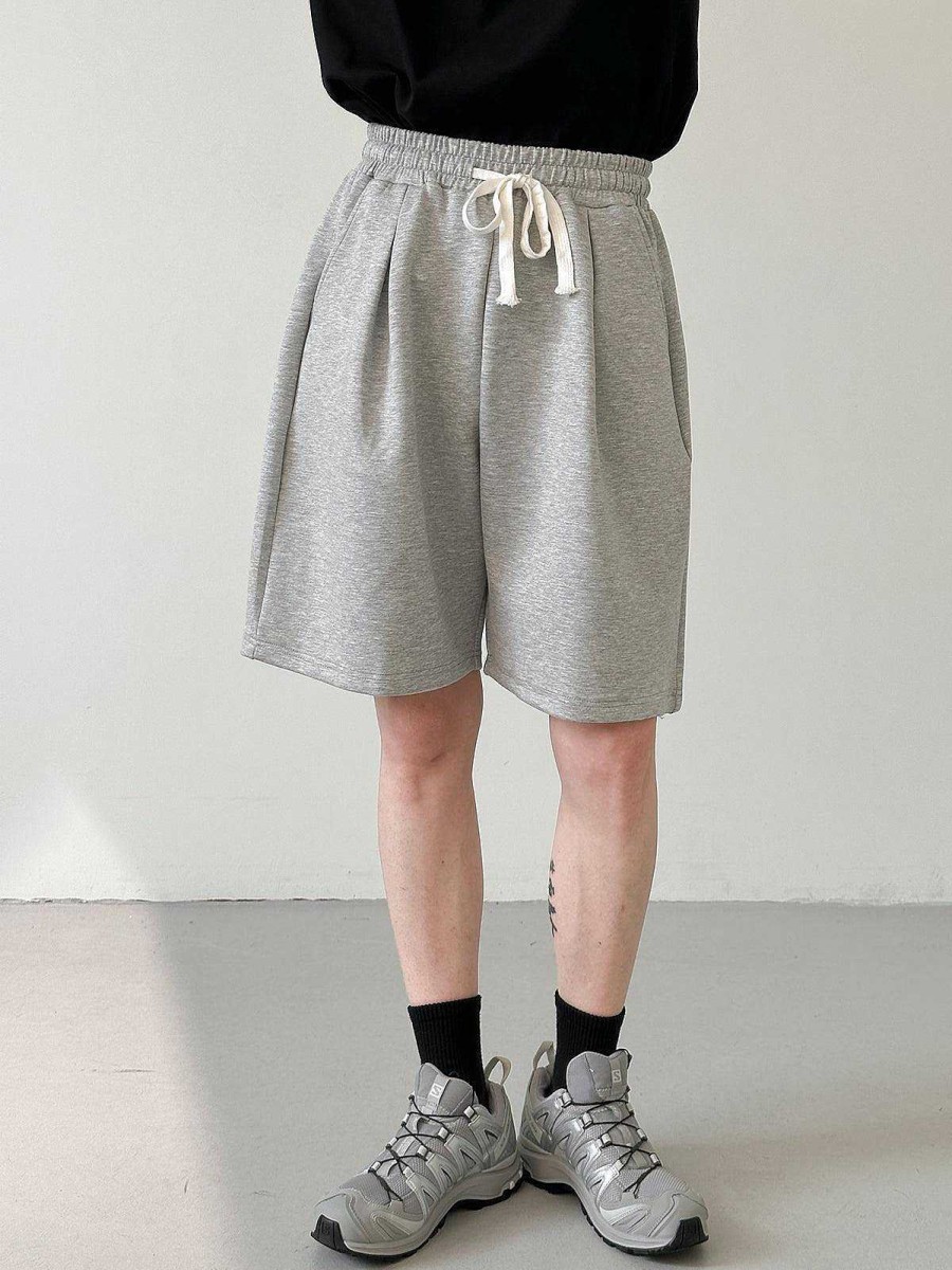 Clothing The Korean Fashion Shorts | Gray Elastic Waist Shorts Grey