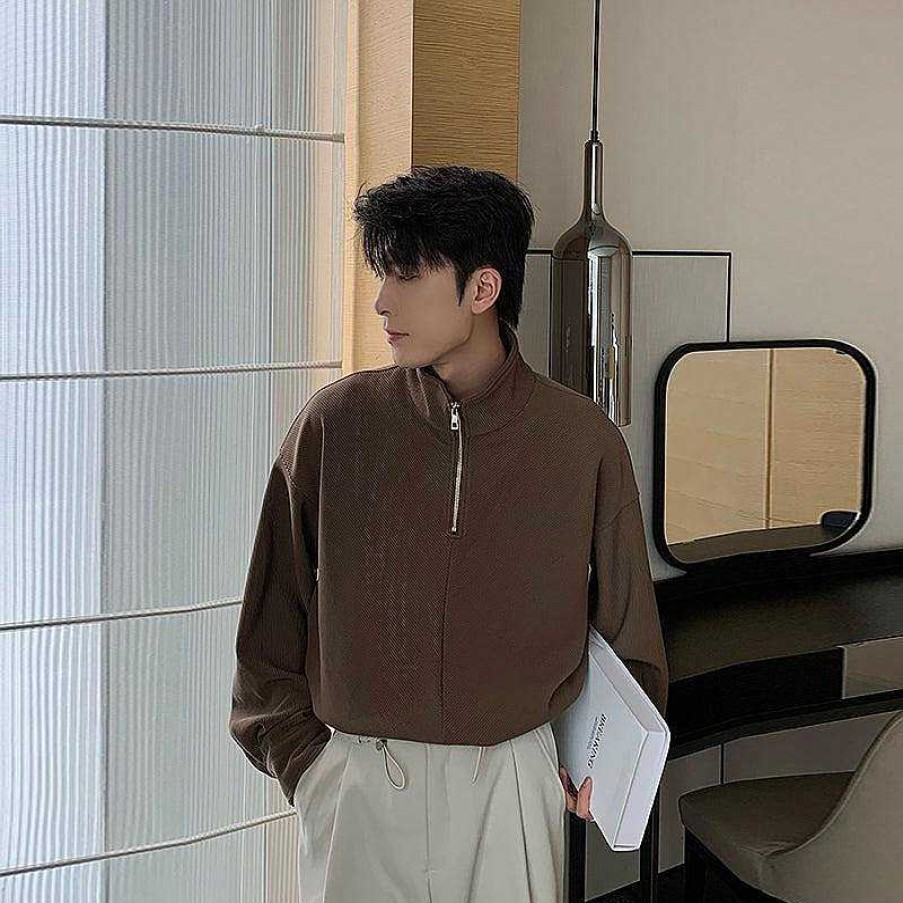 Clothing The Korean Fashion | Half Zipper Polo Turtleneck Sweater