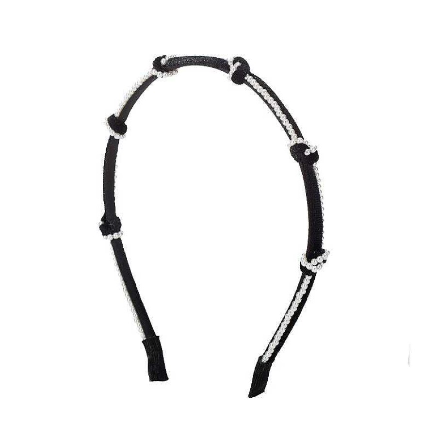 Women The Korean Fashion Hair Accessories | Black Pearl Headband