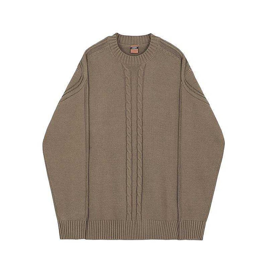 Clothing The Korean Fashion | Pullover Twist Sweater Brown