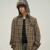 Clothing The Korean Fashion | Long-Sleeved Yellow Plaid Shirt Brown