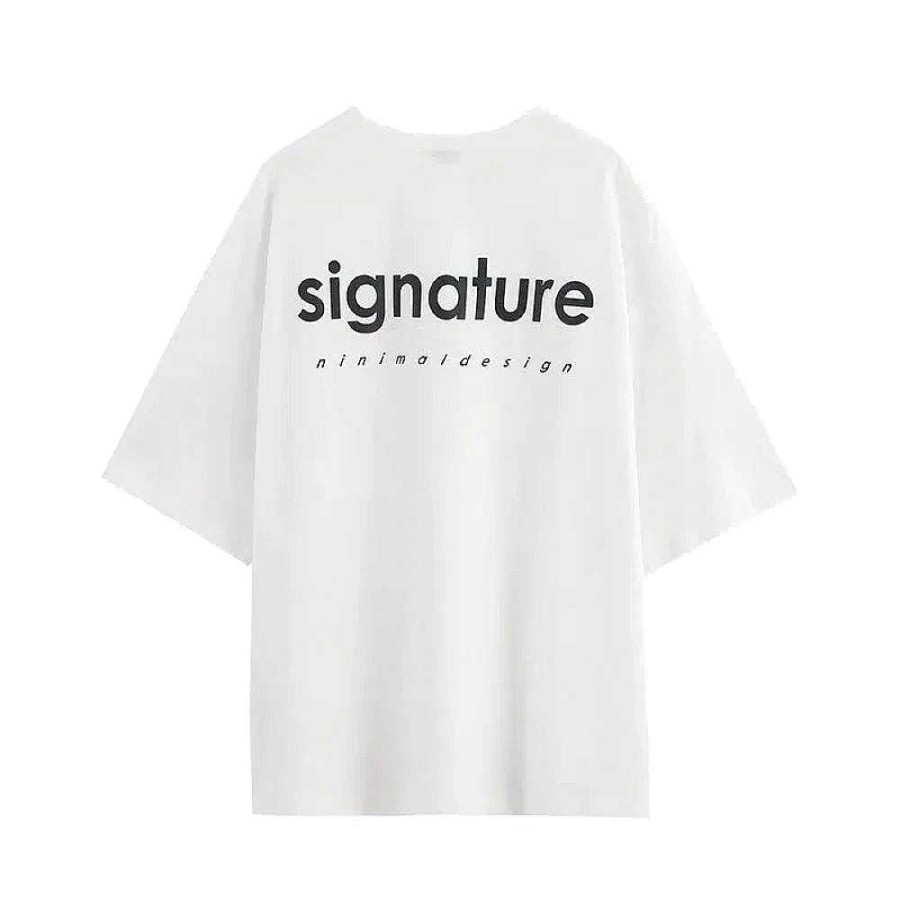 Clothing The Korean Fashion | Letter Printing Color Reflective T-Shirt White