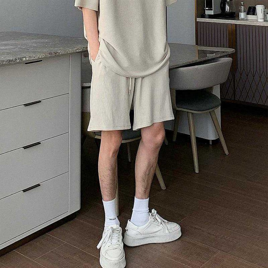 Clothing The Korean Fashion | Loose Fit Polo Shirt & Drawstring Shorts