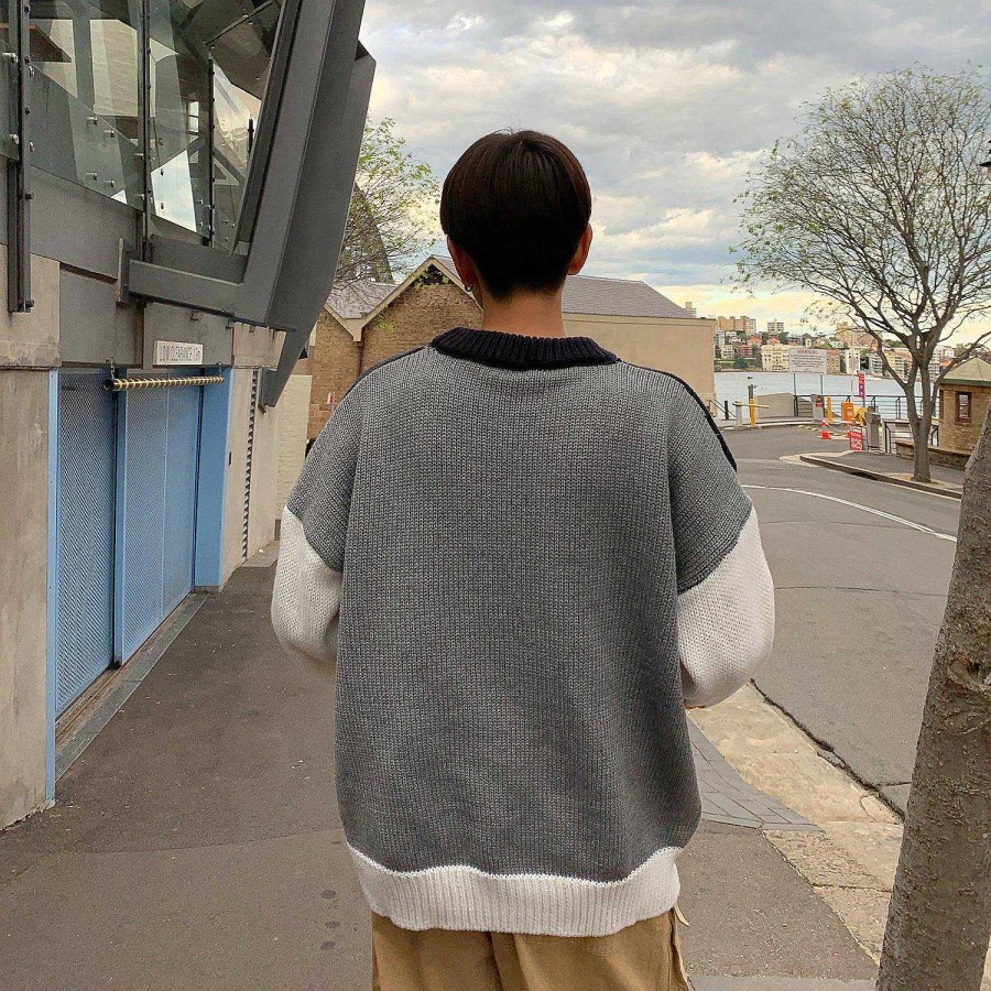 Clothing The Korean Fashion | Oversized Stitching Sweater As Image