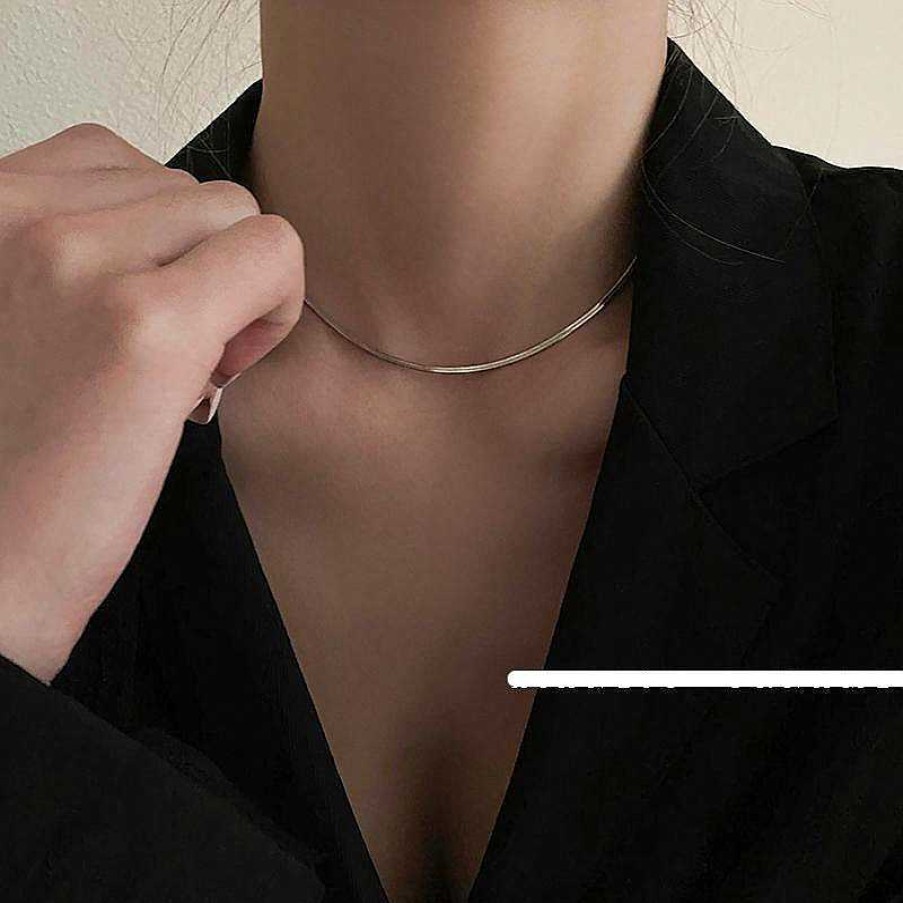 Women The Korean Fashion Necklaces | Simple Snake Bone Chain Set Of Two