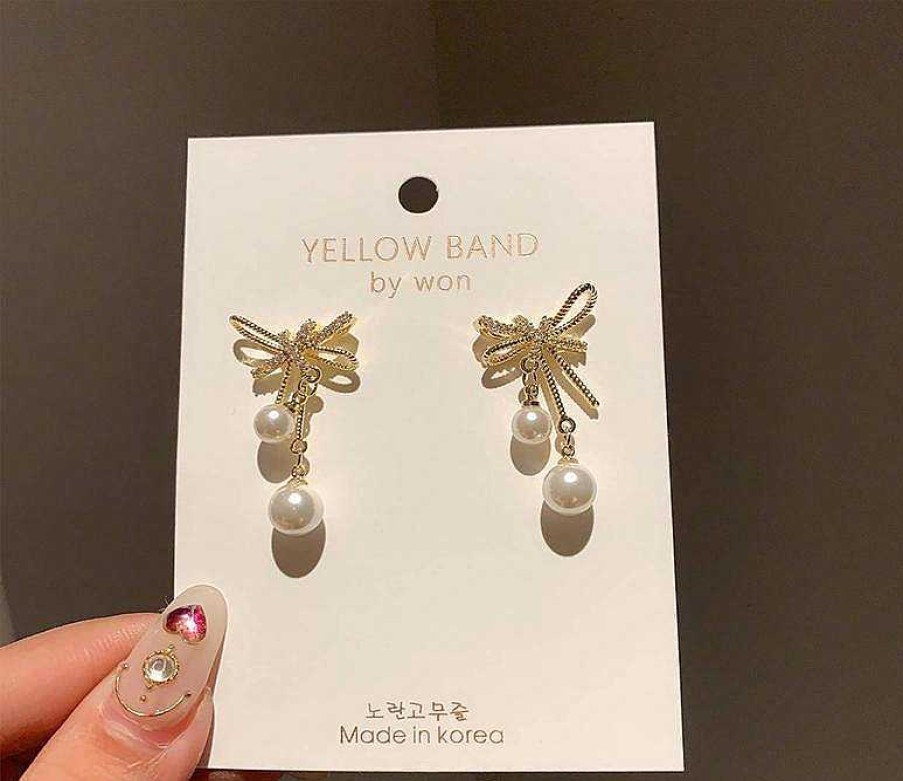 Women The Korean Fashion Earrings | Bow Pearl Earrings