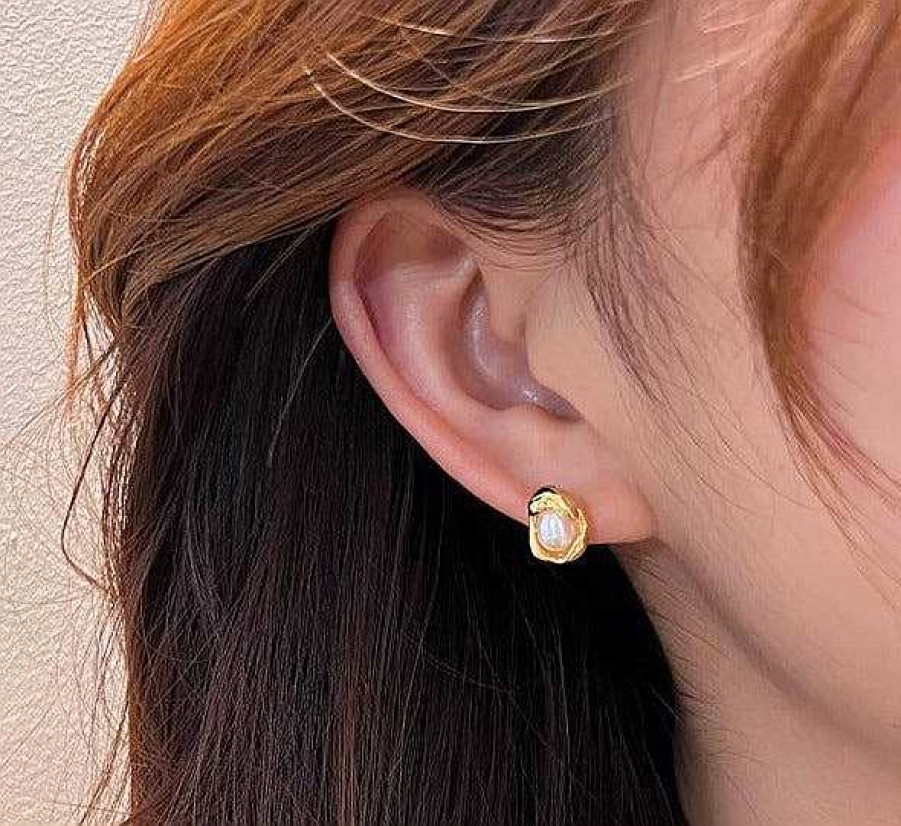 Women The Korean Fashion Earrings | Pearl Earrings Gold