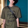 Clothing The Korean Fashion | Graffiti Text T-Shirt Armygreen