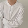 Clothing The Korean Fashion | Button Decorated Round Neck Bottoming Shirt White