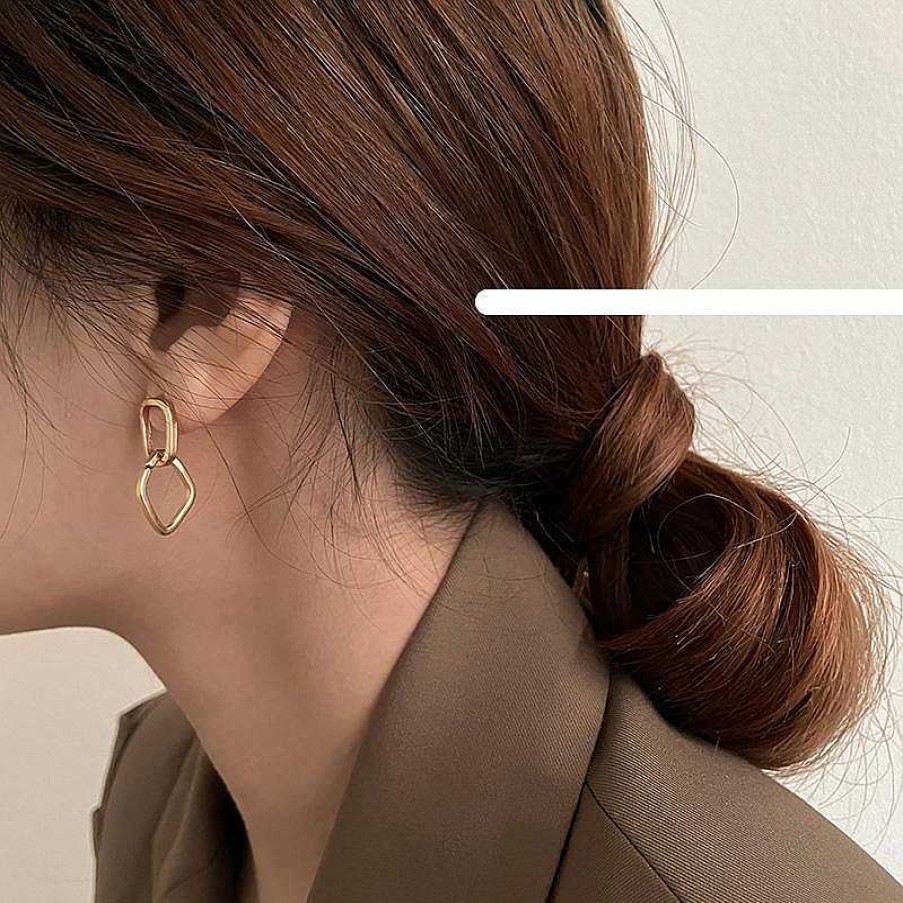 Women The Korean Fashion Earrings | Geometric Circle Earrings Gold