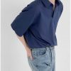 Clothing The Korean Fashion | Casual Polo Lapel T-Shirt Dark Blue