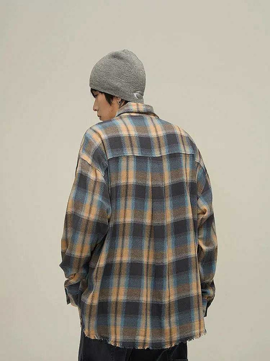 Clothing The Korean Fashion | Embroidered Plaid Shirt Yellow