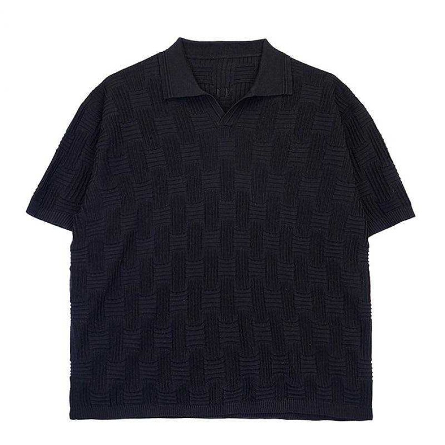 Clothing The Korean Fashion | Oversize Texture Polo Shirt