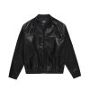 Clothing The Korean Fashion | Retro Cleanfit Pu Leather Jacket Black