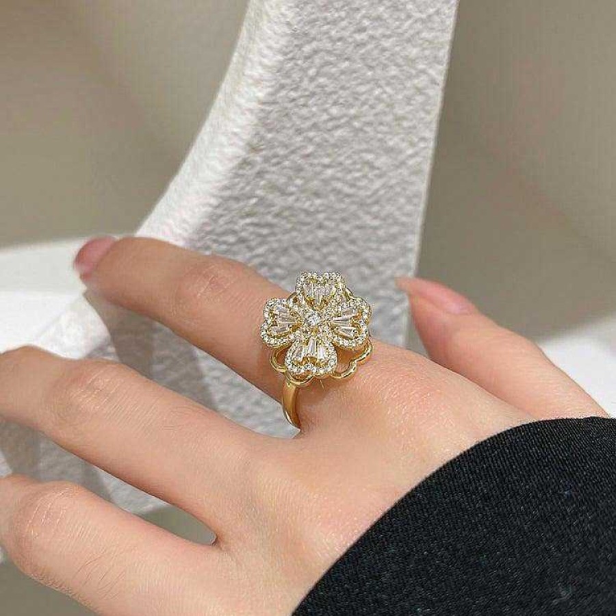 Women The Korean Fashion Rings | Rotatable Four-Leaf Clover Ring