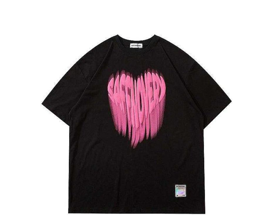 Clothing The Korean Fashion | Heart-Shaped Graffiti 3D T-Shirt