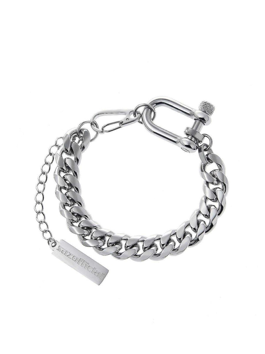 Accs & Bags & Shoes The Korean Fashion | Horseshoe Clasp Cuban Chain Link Bracelet Silver