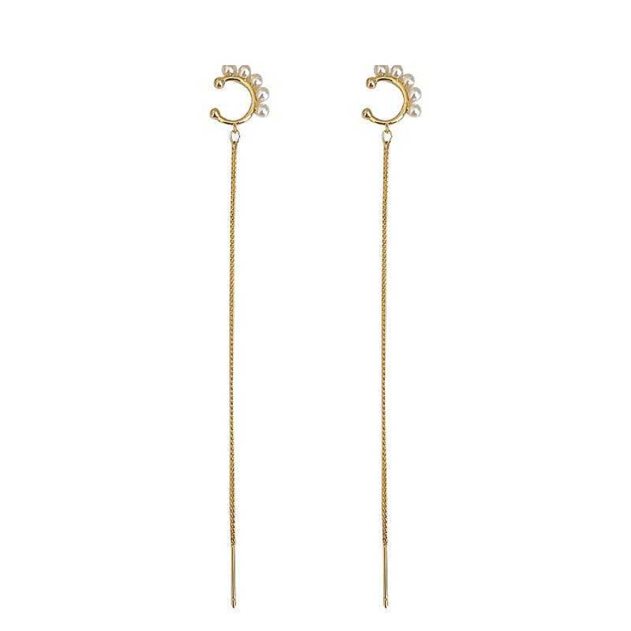 Women The Korean Fashion Earrings | Pearl Tassel Earrings Golden Single