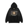 Clothing The Korean Fashion | Letter Print Velvet Hooded Sweatshirt