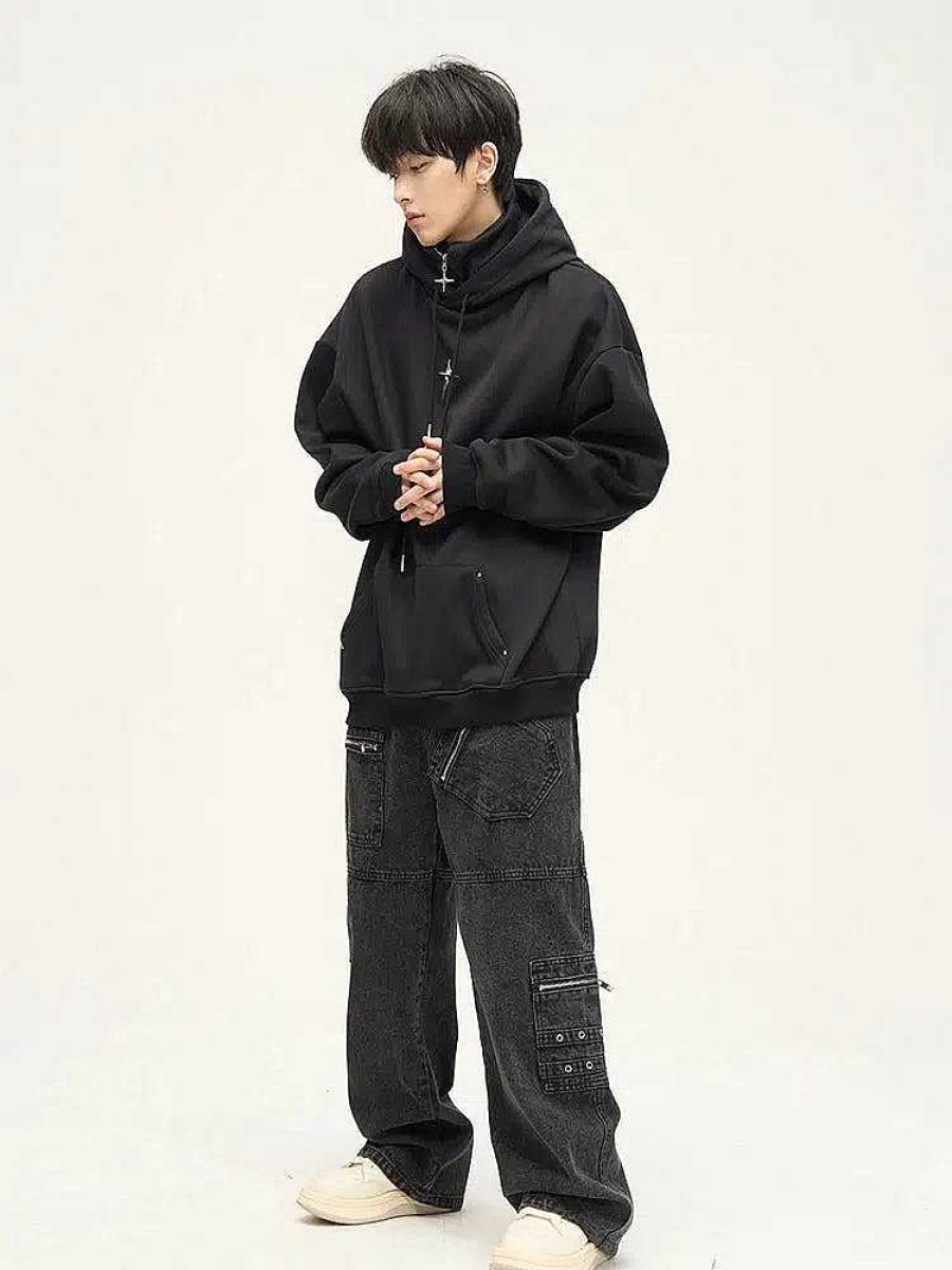 Clothing The Korean Fashion | Half Zip Hooded Sweatshirt