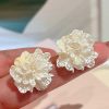 Women The Korean Fashion Earrings | Flower Stud Earrings White