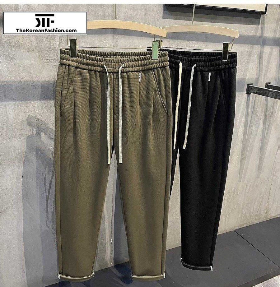 Casual Style Clothes The Korean Fashion | Washed Elastic Vintage Drawstring Pants