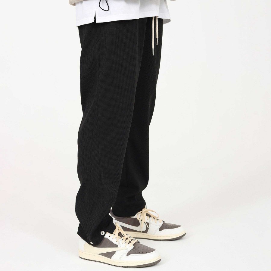 Clothing The Korean Fashion Slim Fit | Drawstring Button Sweatpants Black