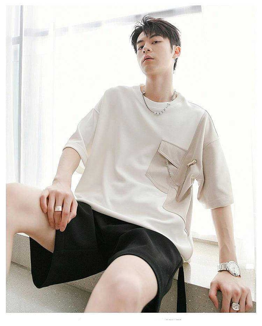 Clothing The Korean Fashion | Contrast Stitching T-Shirt