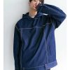 Clothing The Korean Fashion | Denim Color Hooded Sweatshirt