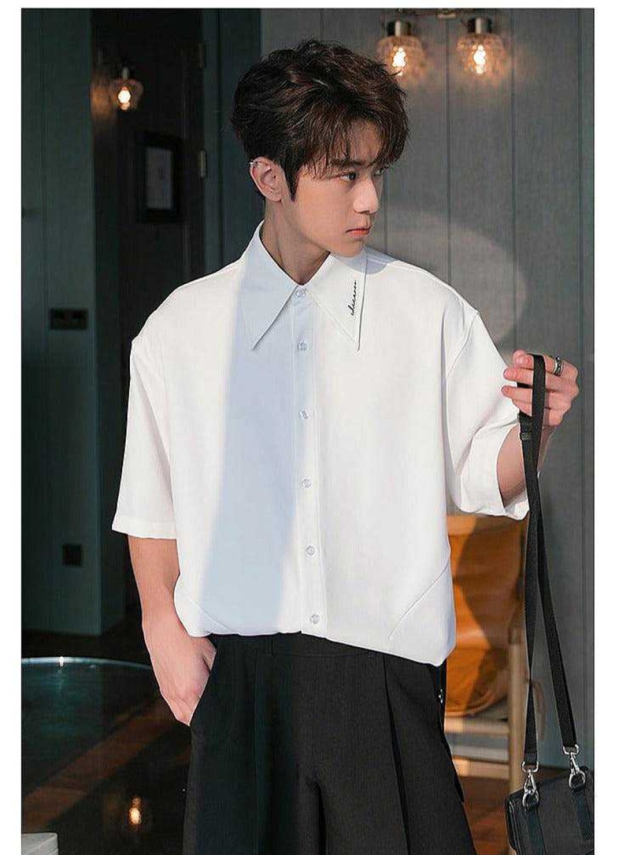 Clothing The Korean Fashion | Basic Casual Short Sleeve Shirt (Not Include Tie)