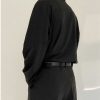 Clothing The Korean Fashion | Lapel Polo Bottoming Shirt Black