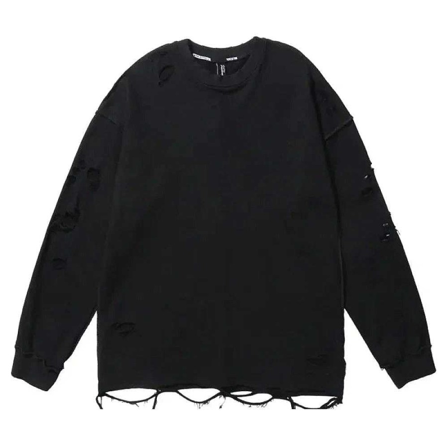 Clothing The Korean Fashion | Cut Holes Round Neck Bottoming Shirt